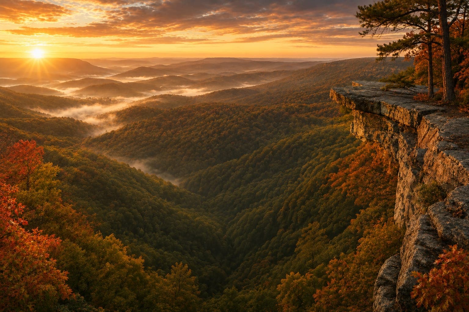 Arkansas landscape at golden hour