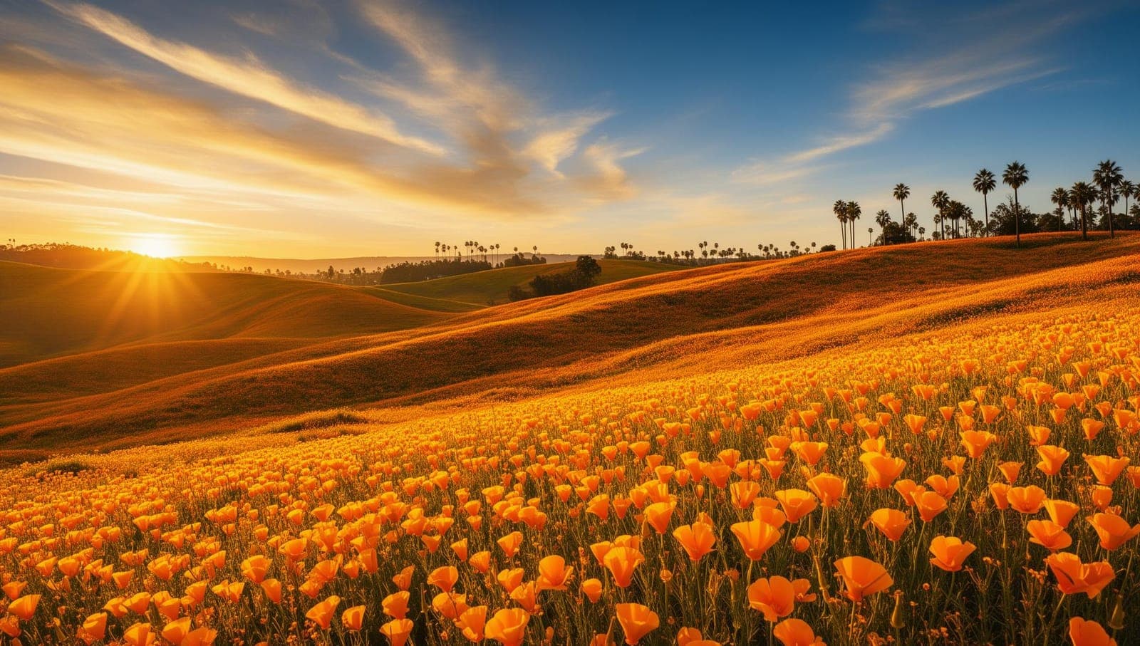 California landscape at golden hour