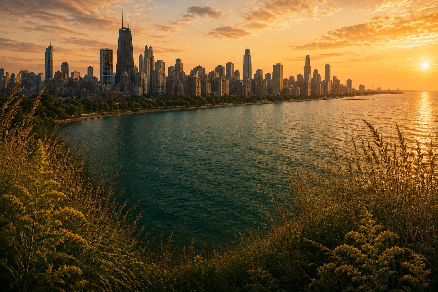 Illinois landscape at golden hour