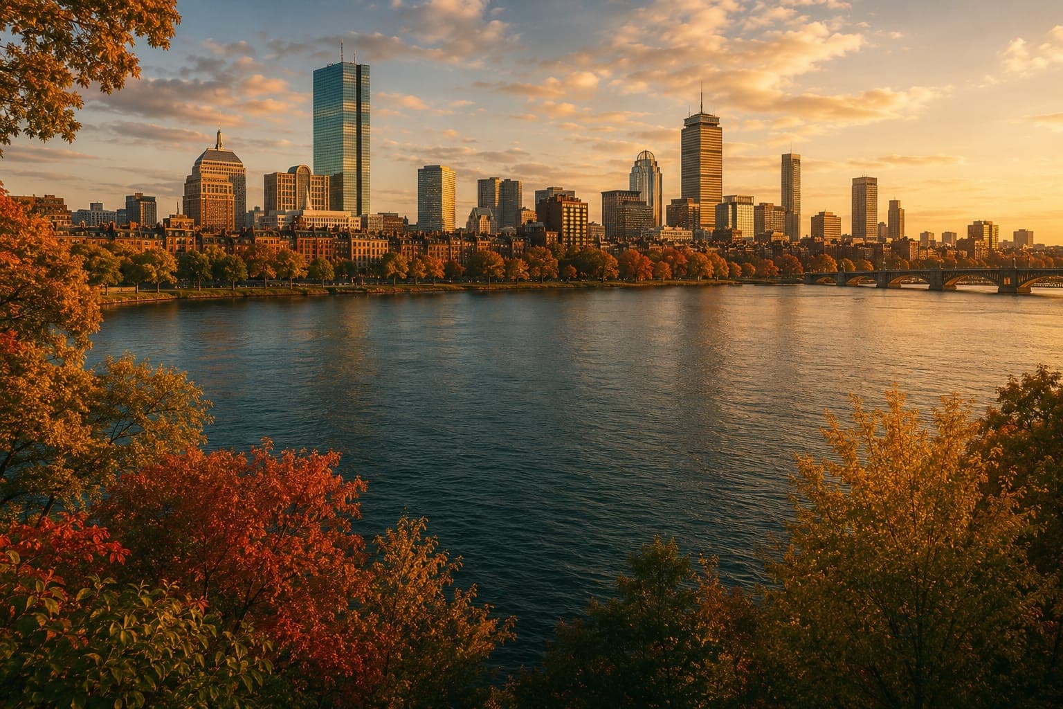 Massachusetts landscape at golden hour
