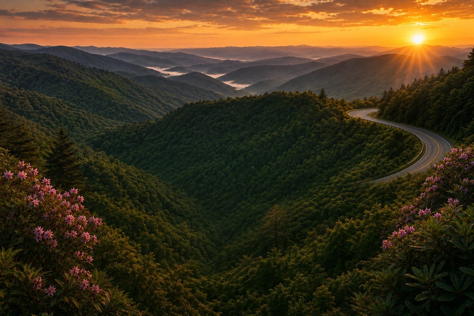 North Carolina landscape at golden hour