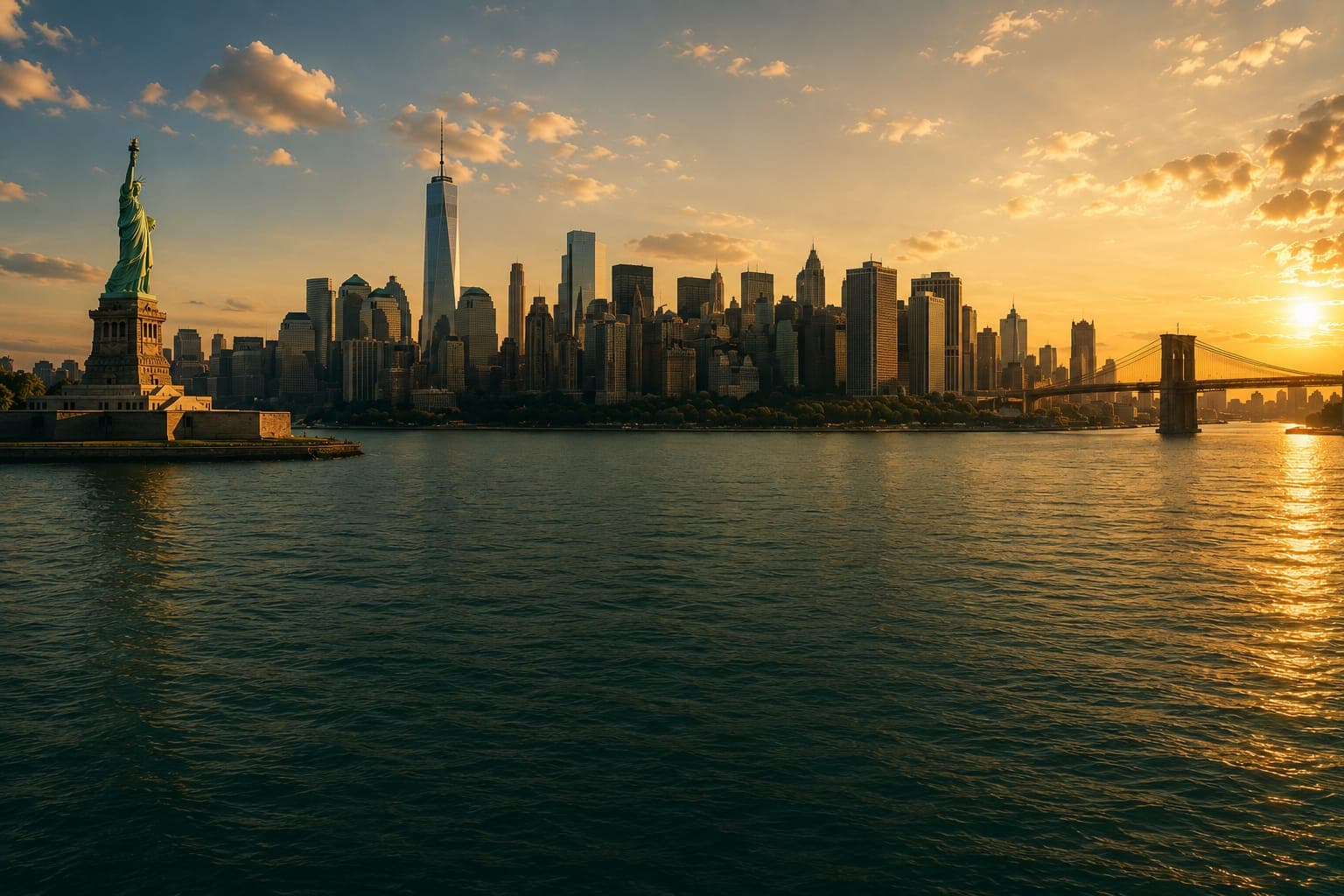 New York landscape at golden hour