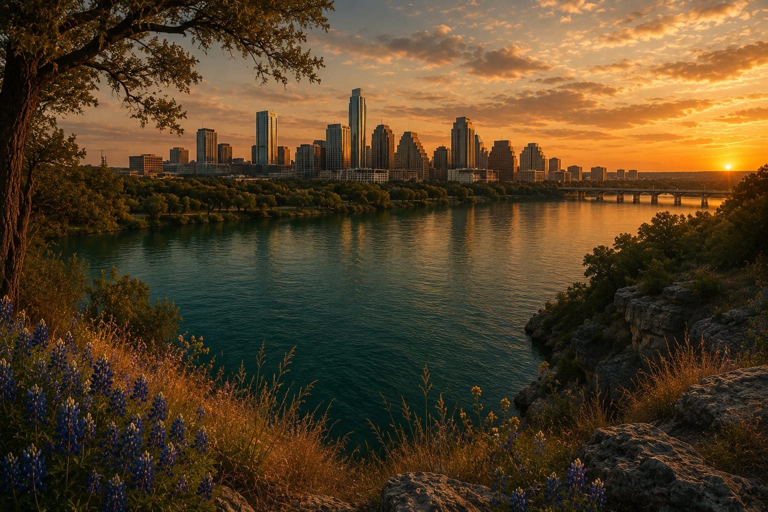 Texas landscape at golden hour
