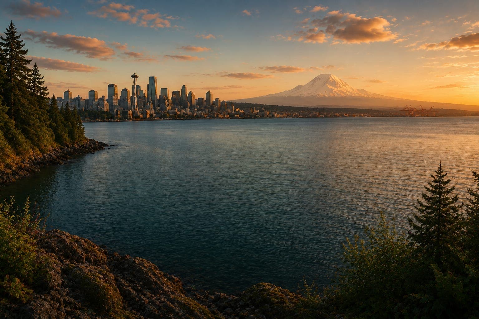 Washington landscape at golden hour