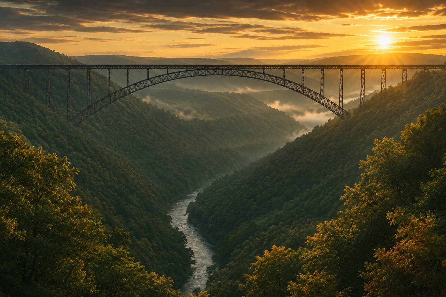 West Virginia landscape at golden hour